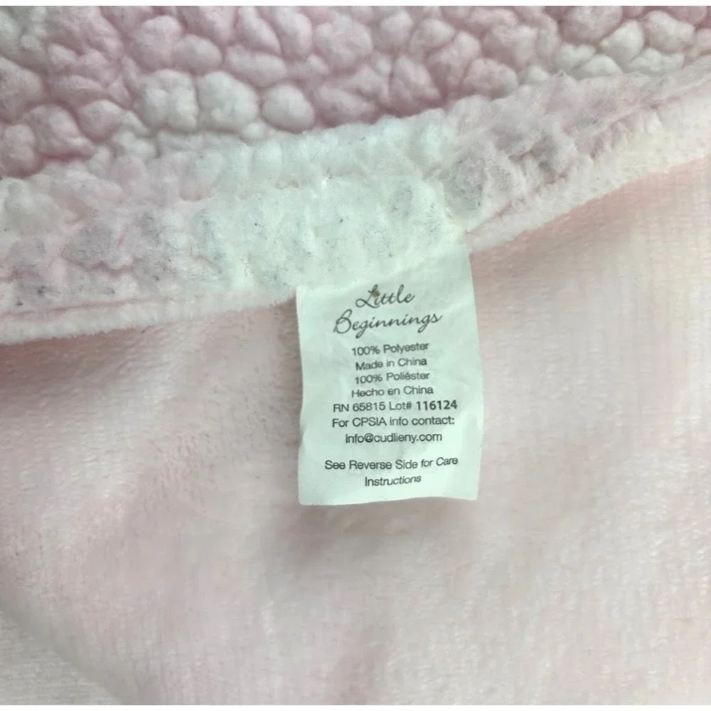 Little Beginnings Pink White‎ Polka Dot Sherpa Plush Baby Girl Blanket Lovey